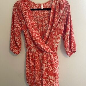 Orange Paisley 3/4 Sleeve Romper